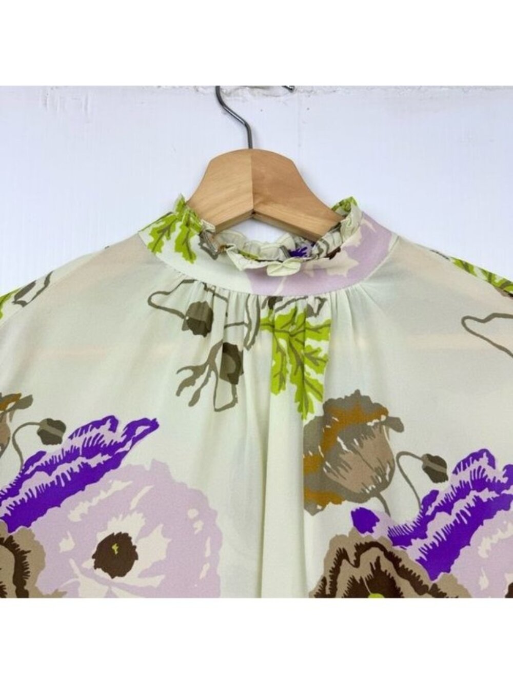 NO.6 THOMAS TOP 100% SILK GEORGETTE LONG SLEEVE PISTACHIO 0 - Picture 6 of 9